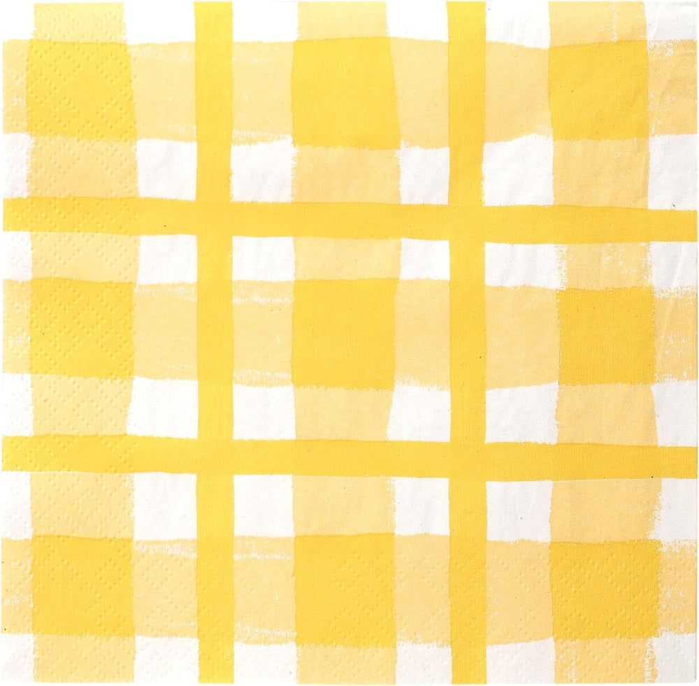 Talking Tables 20 X Yellow Gingham Șervețele de unică folosință din hârtie reciclată pentru picnicuri și cine de vară în aer liber, ecologice pentru petreceri aniversare, Paște, nunți, grătare, 3 straturi 33 Cm