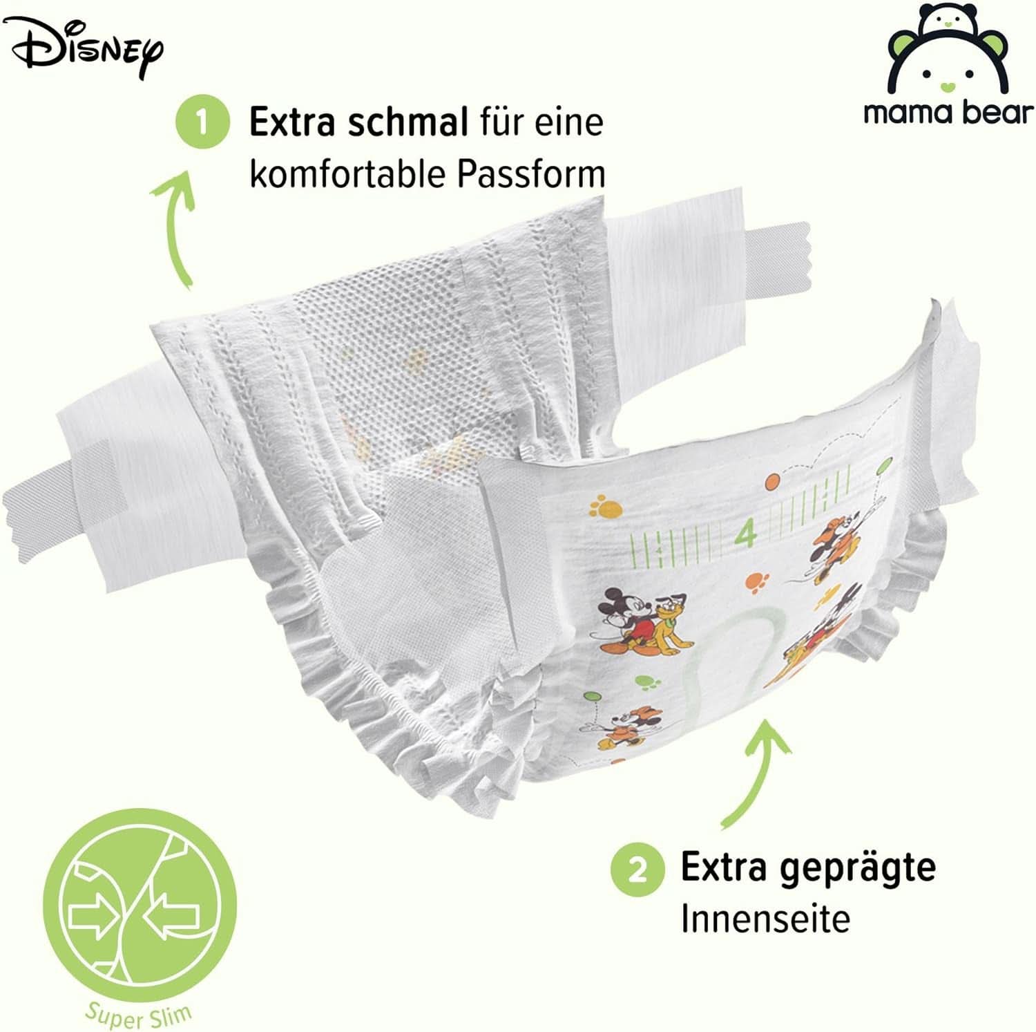Pieluchy Mama Bear Disney Ultra Dry rozmiar 4 (8-14 kg), białe, 84 sztuki (1 opakowanie) Naty Shop