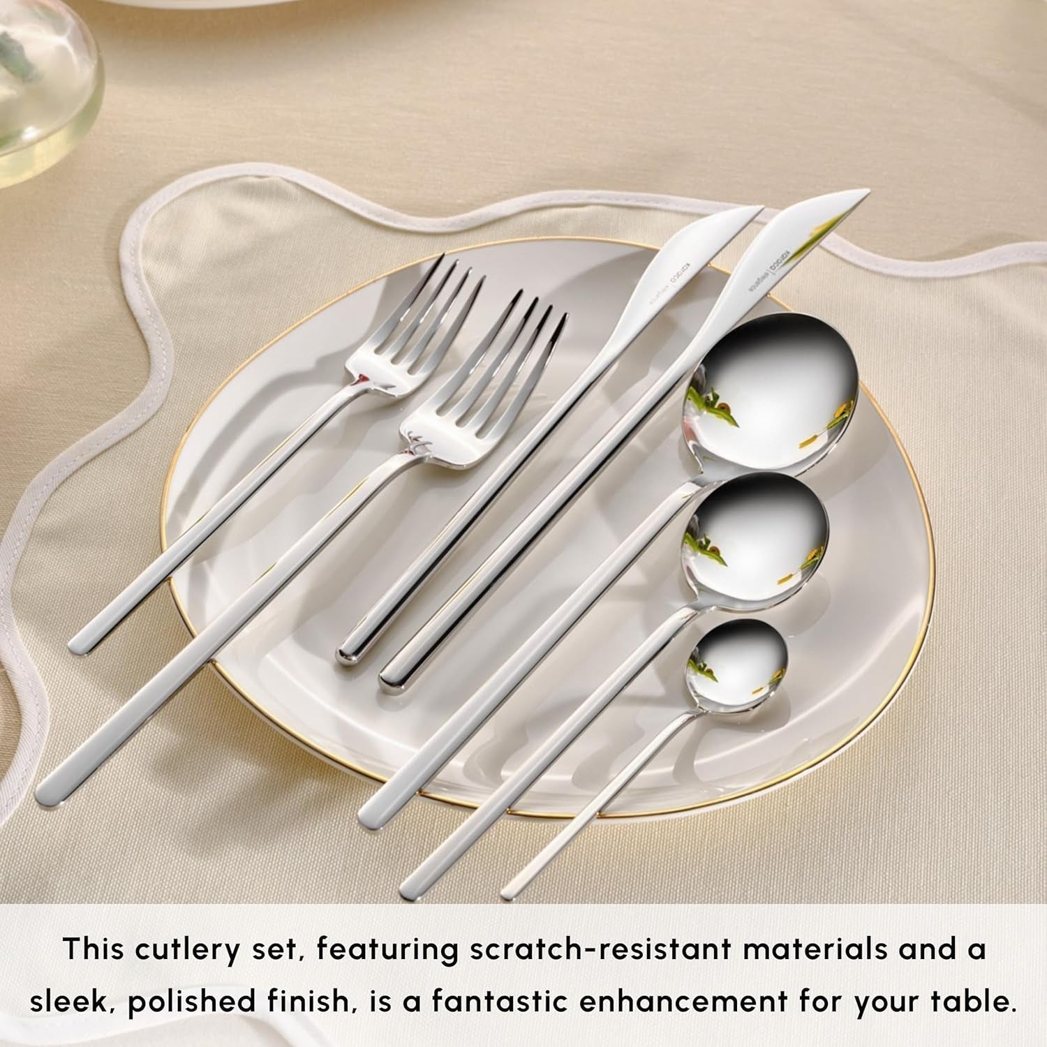 Karaca Focus Elegance, 84-częściowy zestaw sztućców, 12 osób Kitchen Naty Shop