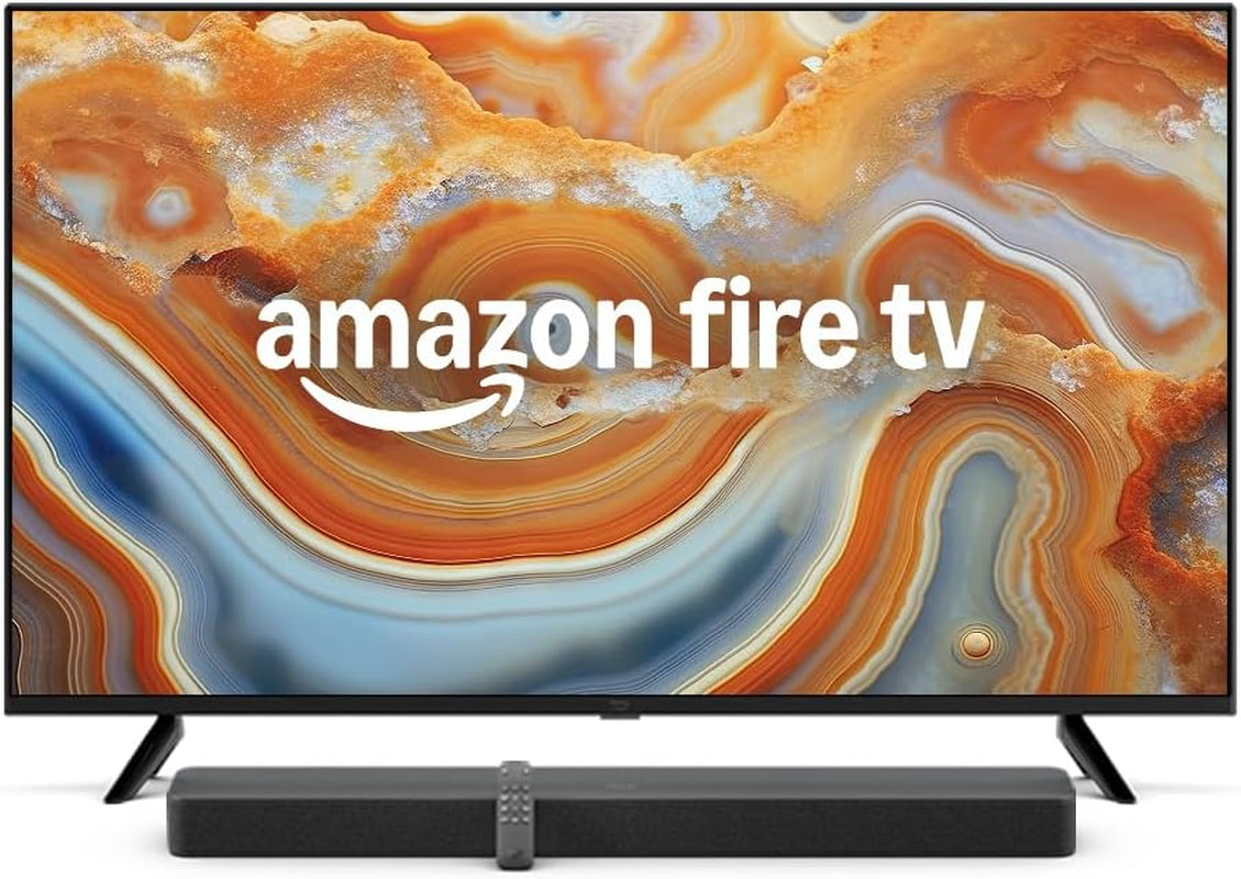 Televizor inteligent 4K UHD din seria Fire TV 4 | 50 de inci și Fire TV Soundbar Plus | Sunet pe 3.1 canale, design all-in-one, Dolby Atmos, DTS:X, ideal și pentru dialoguri