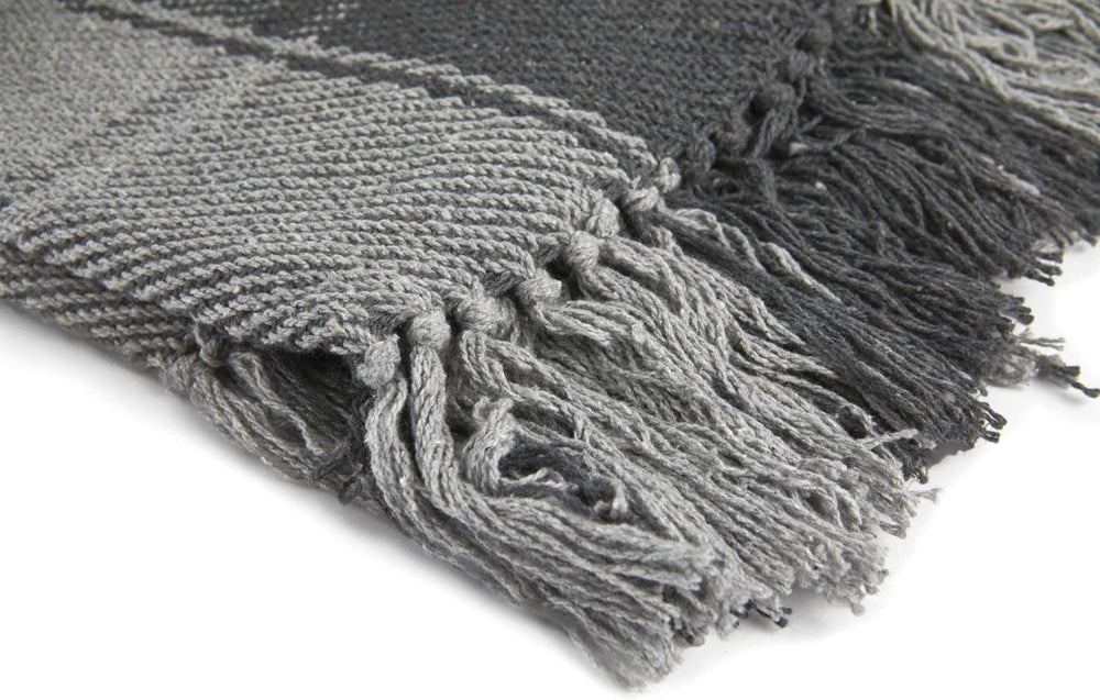 Narzuta Frisco, Bawełna z recyklingu, Tradycyjny, Krata, Na krzesło, kanapę, kanapę, narzutę, koc, Antracyt, 127 x 152 cm Łóżka i koce Emma Barclay