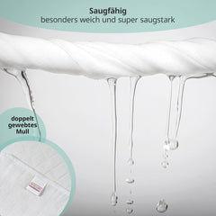 MAKIAN Muślinowe kwadraty, opakowanie 10 sztuk, 80x80cm, certyfikat Oeko-TEX® Standard 100, 10 wysokiej jakości ściereczek do odbijania - podwójnie tkane kwadraty / kwadraty muślinowe, odporne na gotowanie - białe