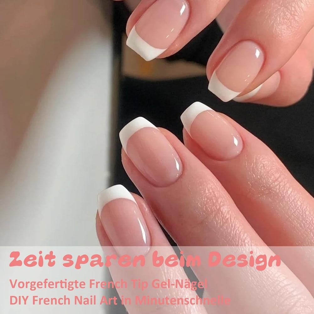 240 Stück Falsche Nägel Tips Set - Französisch Falsche Nägel Zum Aufkleben - Künstliche Nägel Medium Quadrat Ballerina Nail Art Manicure Fake Nails Für Damen Und Frauen (French Medium Ballerina)