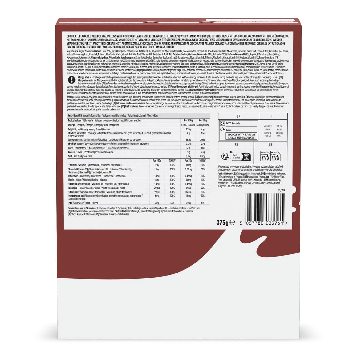 Poduszka czekoladowo-orzechowa od Amazon, 375g