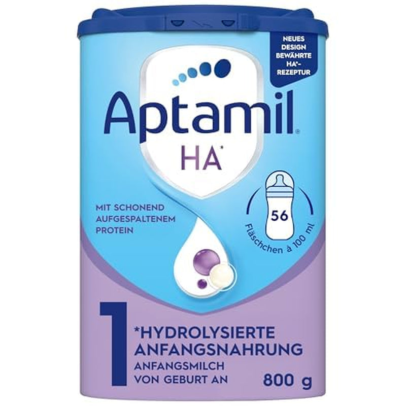 Aptamil HA 1 - Mieszanka dla niemowląt od urodzenia, z DHA, bez laktozy, bez oleju palmowego, żywność dla niemowląt, mleko w proszku, 1 x 800 g