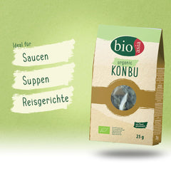 BIOASIA Bio Konbu, 100% naturalne algi, idealne do Aromatisierung von Suppen, Brühen & Aufgüssen, 1 x 25 g