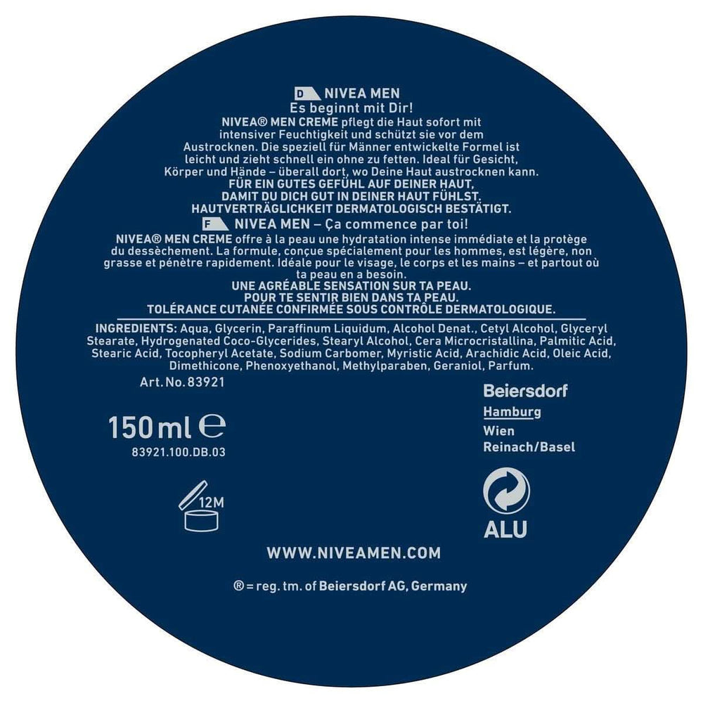 NIVEA MEN Creme, cremă hrănitoare pentru piele cu vitamina E, 150 ml Naty Shop