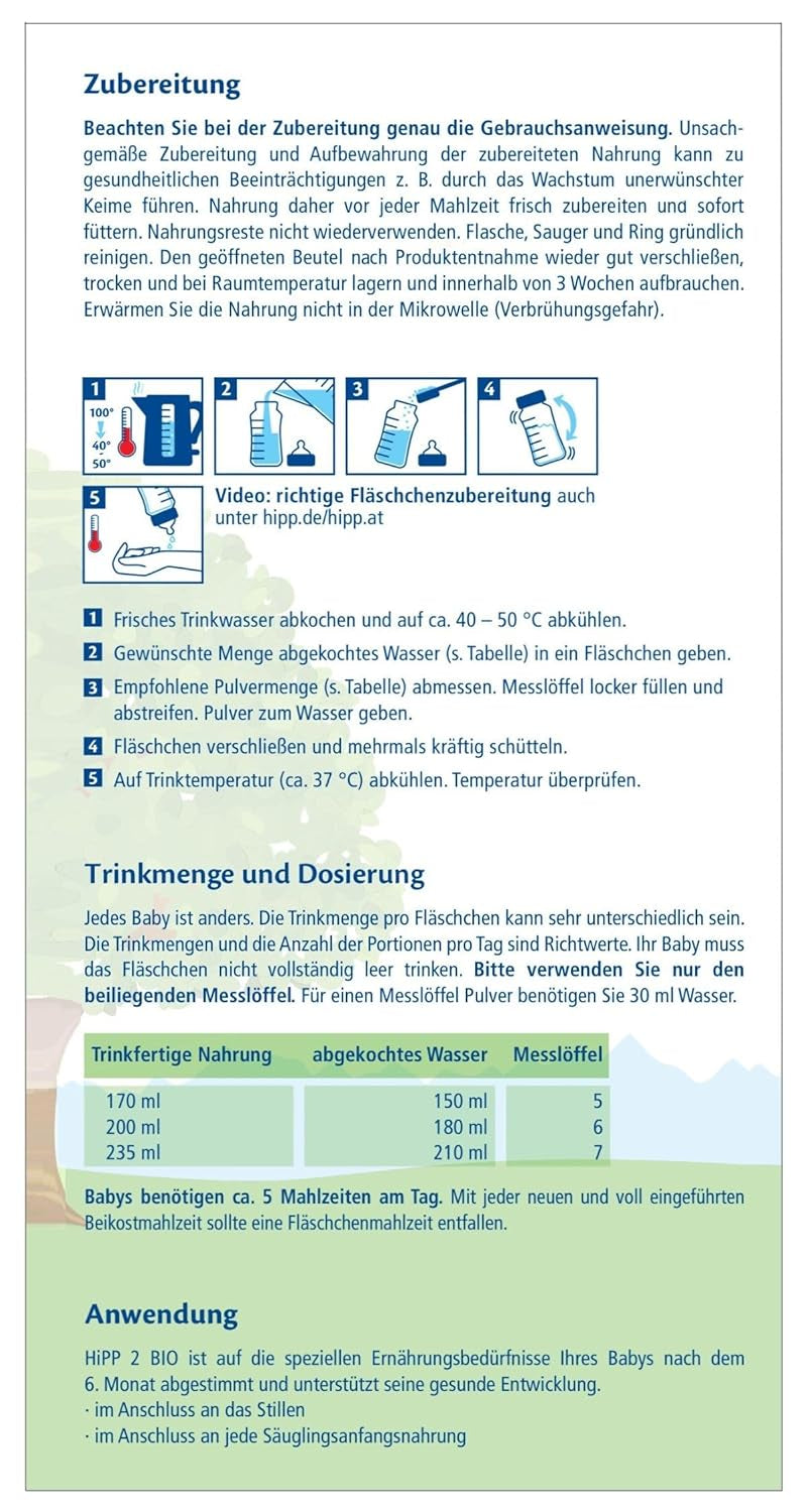 HiPP 2 Organiczne mleko następne (4 x 600g), po 6 miesiącu, z Omega-3 (DHA, ALA), wapniem i łatwą w przygotowaniu skrobią organiczną, najwyższej jakości organicznej