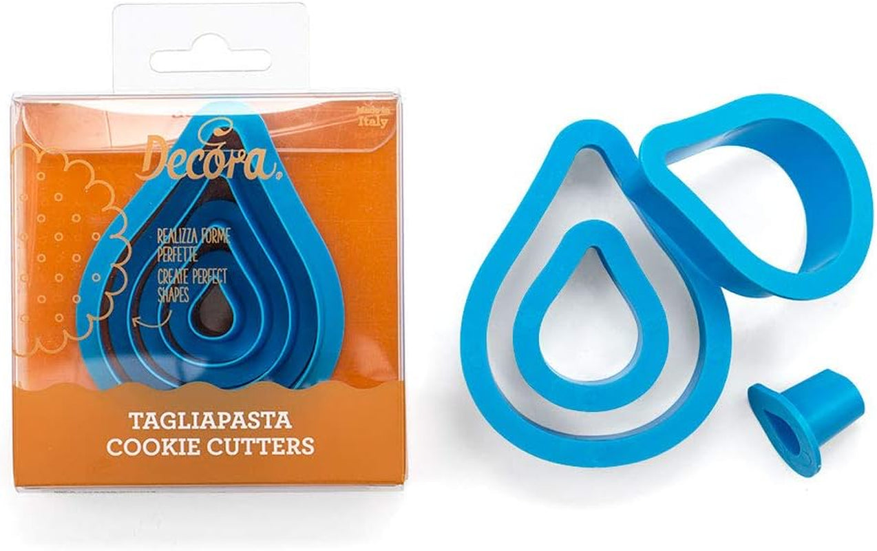 0255311 Set forme de biscuiți cu picătură, 4 piese 1,5-3,5-5,5-12 H2,2 cm, roz