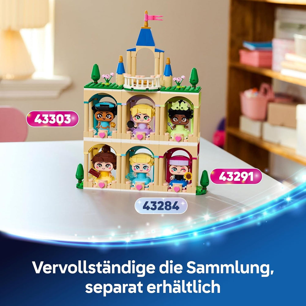 LEGO ǀ Disney Princess Die Mini-Prinzessinnen Belle und Tiana mit ihrem Schloss - Spielzeug mit 2 Minipuppen und Zubehör - DIY Deko - Geschenk für Mädchen ab 5 Jahren und Disney Fans - 43291