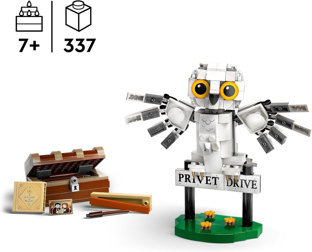LEGO Harry Potter Hedwig na Privet Drive 4 Zestaw zabawek dla dzieci w kształcie sowy, figurka zwierzęcia do zbudowania z walizką Hogwartu, mały prezent dla chłopców, dziewcząt i wszystkich fanów od 7. roku życia 76425 Zestawy do budowania Besuche den LEGO-Store