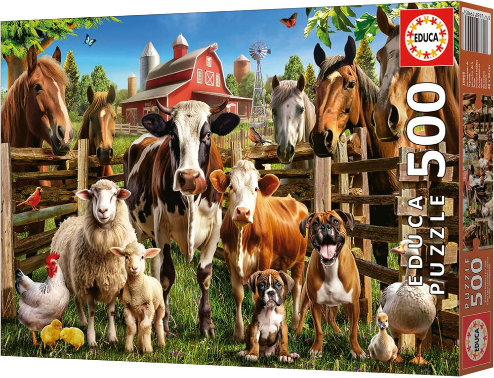 Educa - Puzzle 500 elementów dla dorosłych | Niegrzeczne zwierzęta hodowlane. Wymiary: 48 x 34 cm. Zawiera klej do puzzli Fixpuzzle. Przez 11 lat (19905) Sklep Puzzle Naty