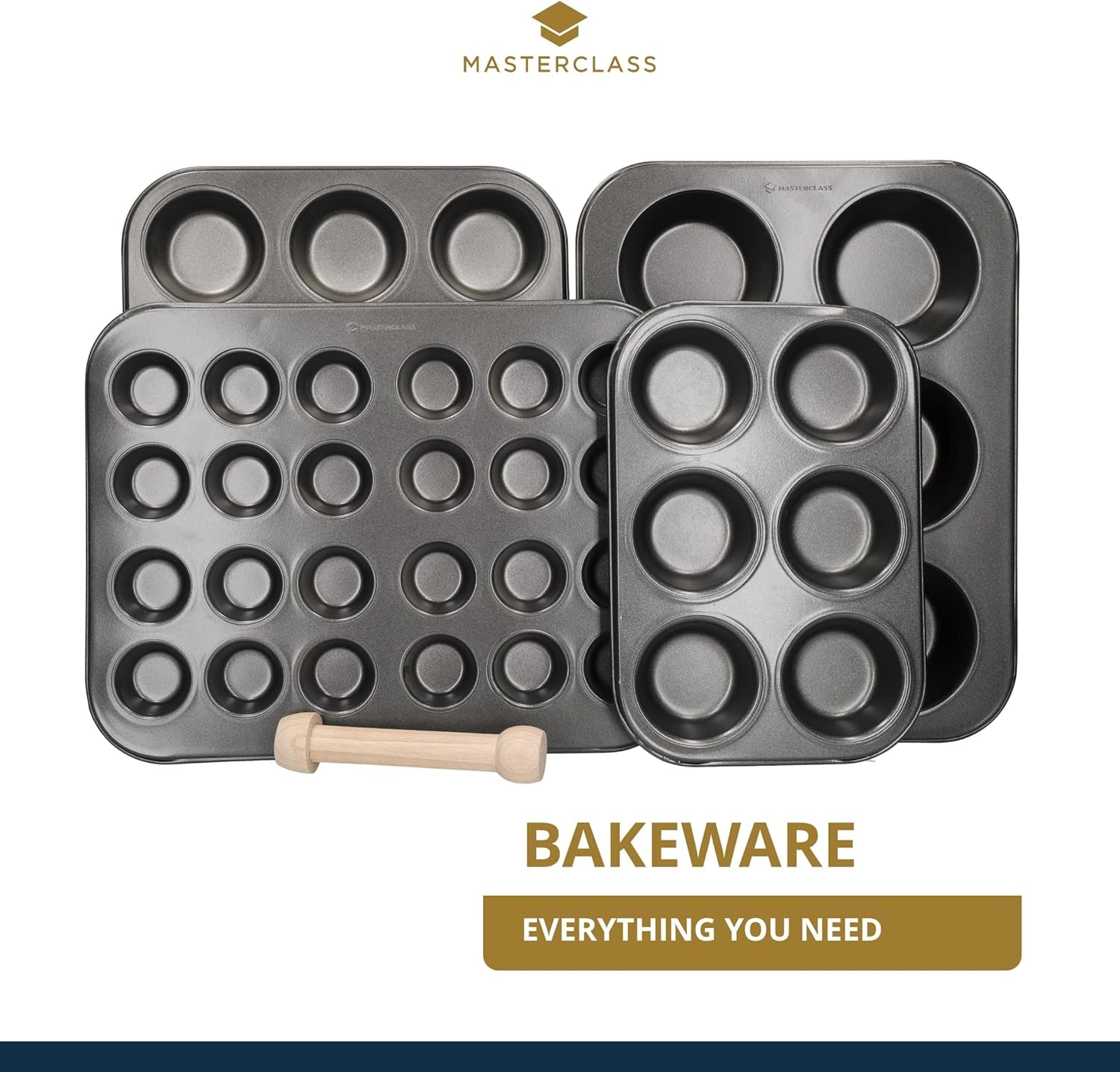 Masterclass Mini Forma do Tarty 24 Otwory Grubość 1mm Wytrzymała Stal Węglowa 35x27cm Szara Naty Shop