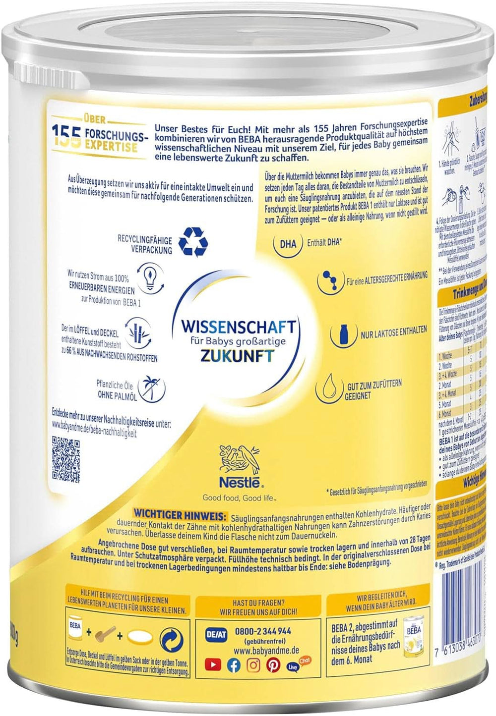 BABY 1 mleko początkowe od urodzenia, tylko laktoza, bez oleju palmowego, opakowanie 3 (3 x 800 g) Matka i Dziecko Naty Shop