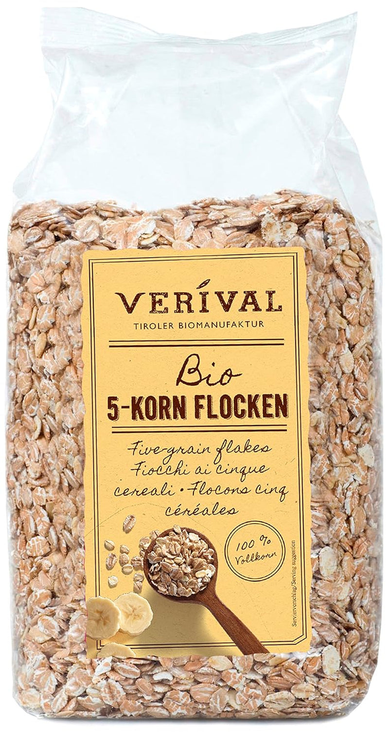 Verival 5-Korn Flocken - Bio, opakowanie 6Er (6 X 500 G) Płatki zbożowe Naty Shop Domyślny tytuł