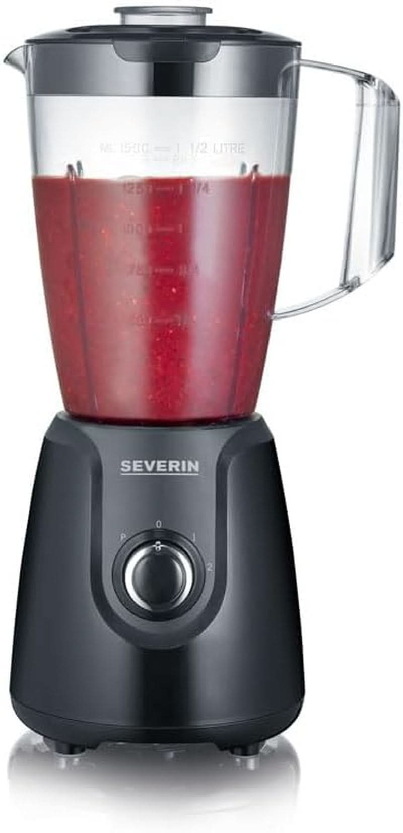 SEVERIN Standmixer Mit 1,5 L Mixbehälter Aus Tritan, Mixer Mit 2 Stufen Und Pulse-Funktion, Leistungsstarker Küchenmixer Mit Edelstahlmesser, 600 W, Schwarz, SM 3707 Bucatarie Naty Shop