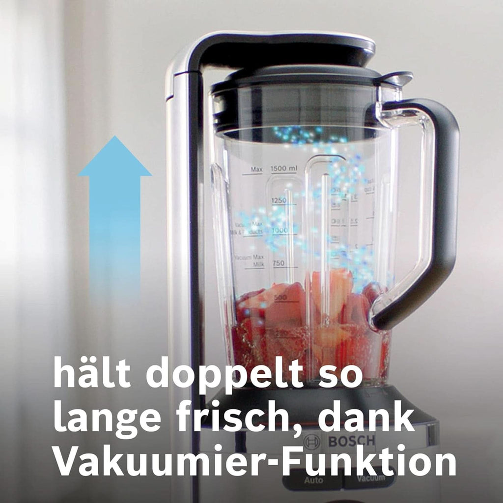 Bosch Vakuum-Standmixer Vitapower Serie 8 MMBV621M, Starke Mixleistung, Vitaminschonende Zubereitung, 4 Automatikprogramme, Vakuum-Togo Flasche, 37,000 U/Min, 1000 W, Silber Mama si Copilul Naty Shop