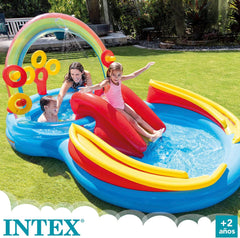 Centrum zabaw Intex Rainbow Ring - Basen naziemny dla dzieci - Basen dla dzieci - 297 x 193 x 135 cm - Od 3 lat 57453NP Wielokolorowy 297x193x135 cm