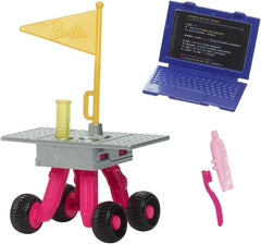 Păpușă Barbie aniversară de 65 de ani și 10 accesorii, set astronaut cu păpușă brunetă, rover cu roți, cască spațială cu vizieră schimbătoare și multe altele, HRG45