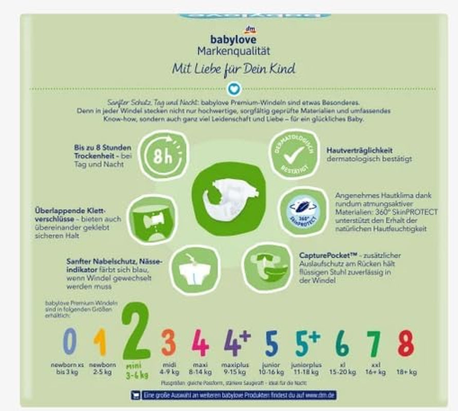 Pieluszki Premium rozmiar 2, mini, 3-6 kg, 42 sztuki