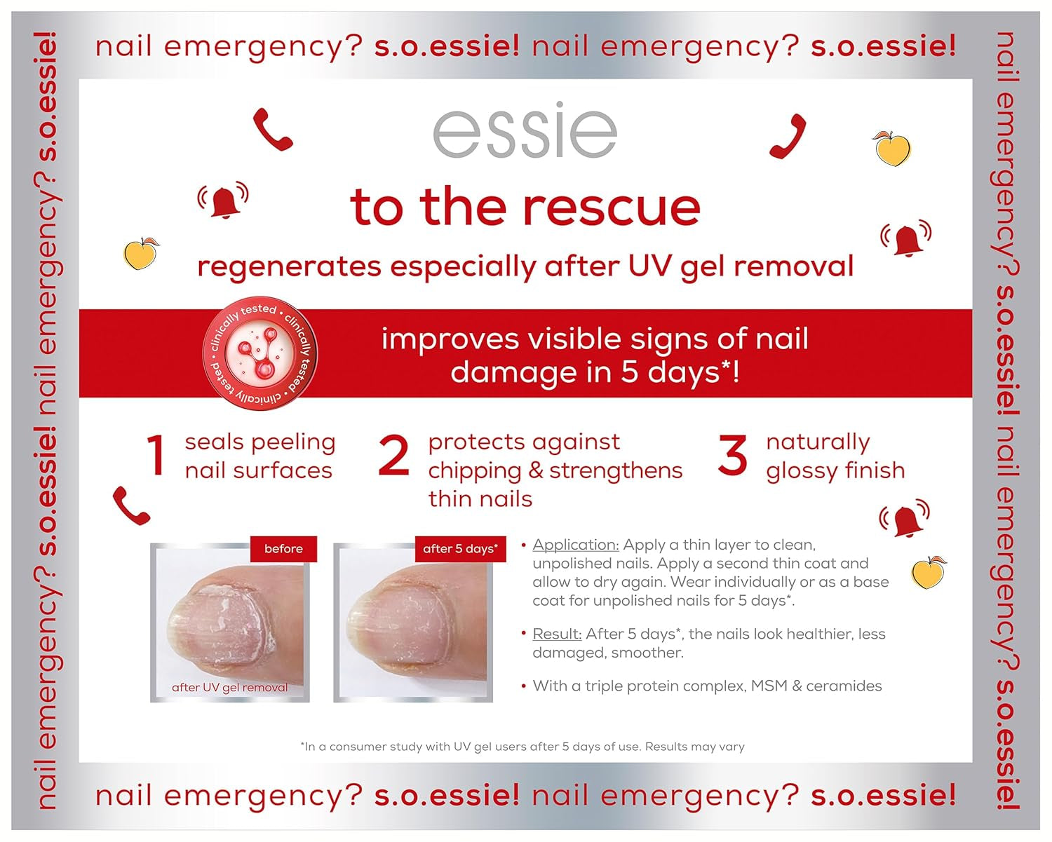 Zestaw Essie Nail Rescue: morelowy olejek do paznokci i skórek + naprawczy lakier do paznokci To the Rescue