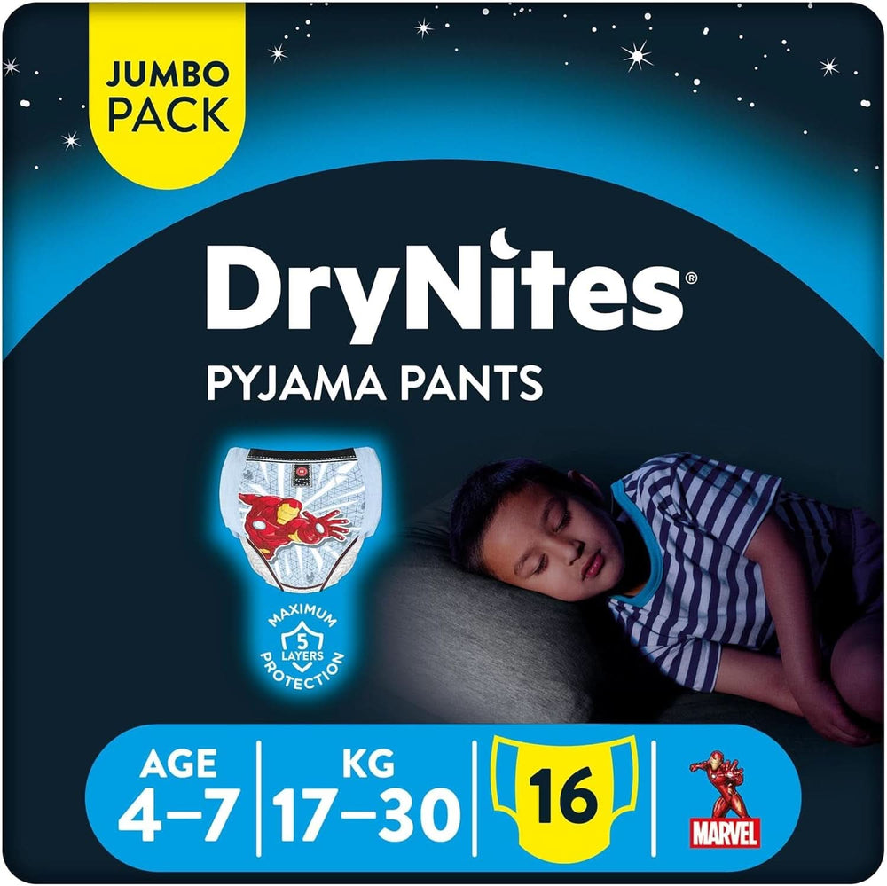 HUGGIES Drynites pieluszki nocne dla chłopców 4-7 lat (17-30 kg), 30 sztuk Naty Shop