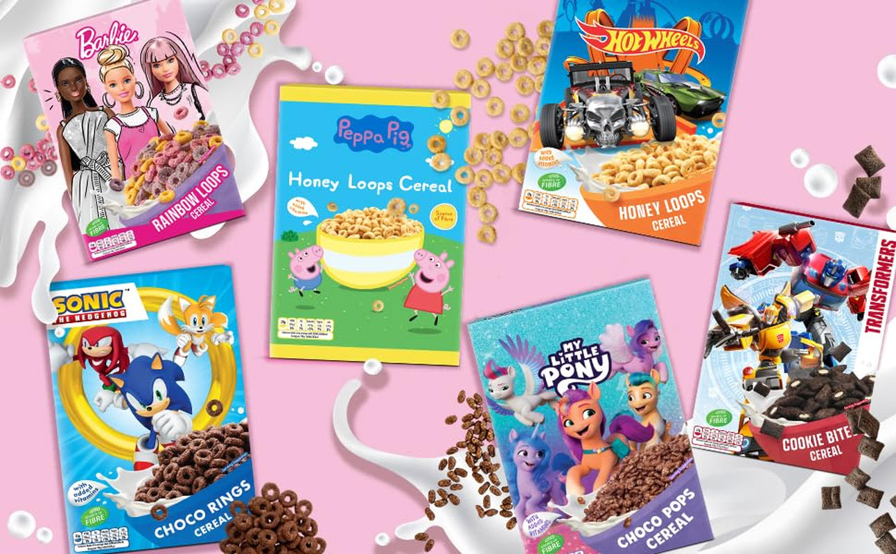 Hot Wheels Honey Loops Chrupiące pełnoziarniste płatki śniadaniowe z dodatkiem witamin, 1 opakowanie (1 x 375 g)