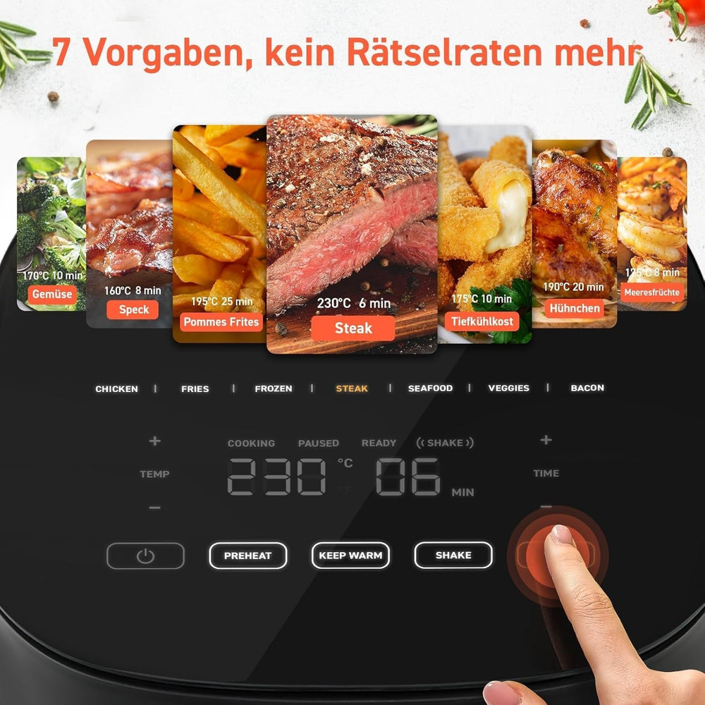 COSORI Airfryer, frytownica 7 w 1 na gorące powietrze 4,7 l, maks. 230 ℃ i hałas 55 dB, ponad 100 przepisów Sprzęt AGD Naty Shop