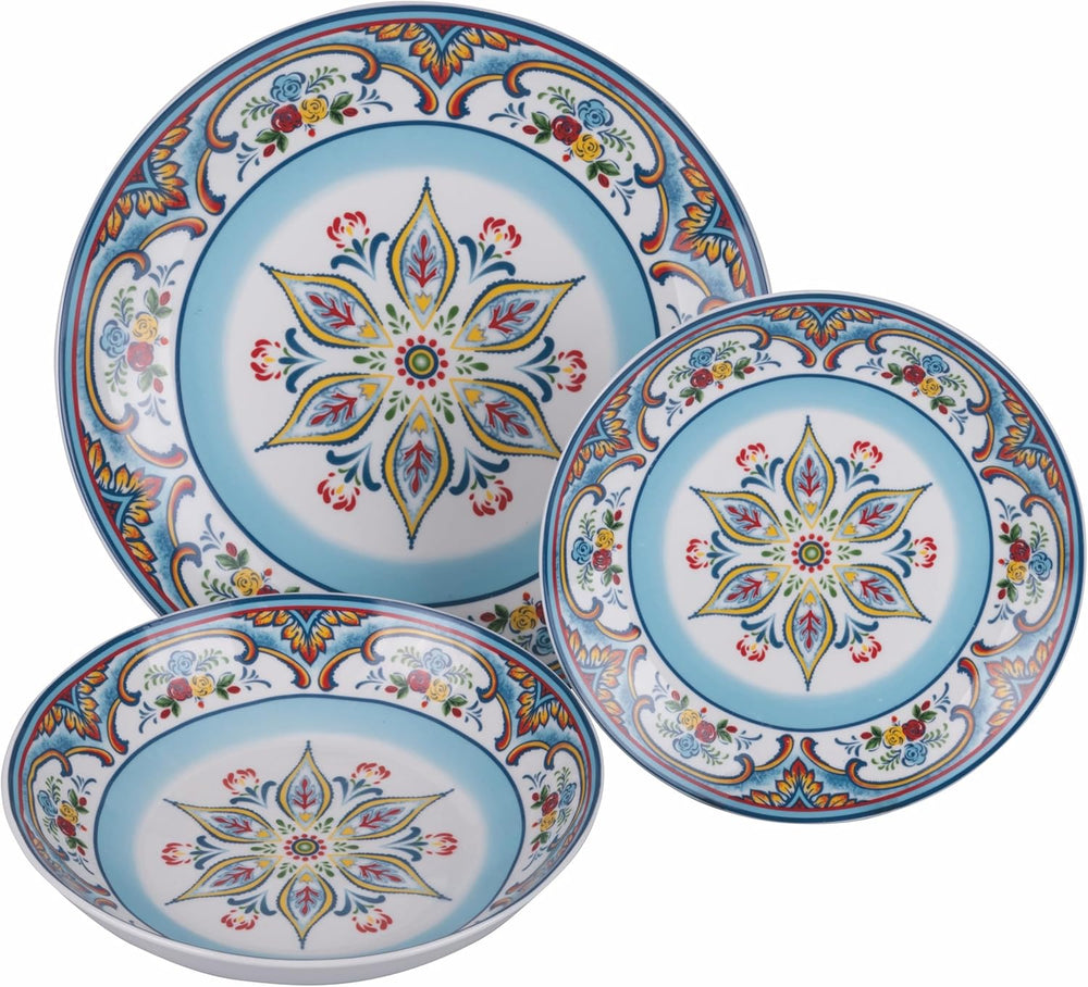 Serviciu de masă din porțelan cu 18 piese, 6 seturi diferite de farfurii, Andaluzia