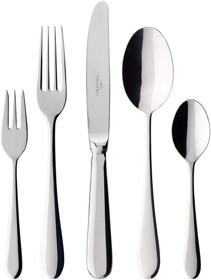 Villeroy & Boch – Oscar Tafelbesteck 24 Teilig 6 Personen, Spülmaschinenfest, Rostfrei, Besteck Set, Essbesteck, Messer Gabel Löffel Set, Zestaw sztućców, Besteckset Edelstahl, Edelstahl Kitchen Naty Shop Single 30Tlg.