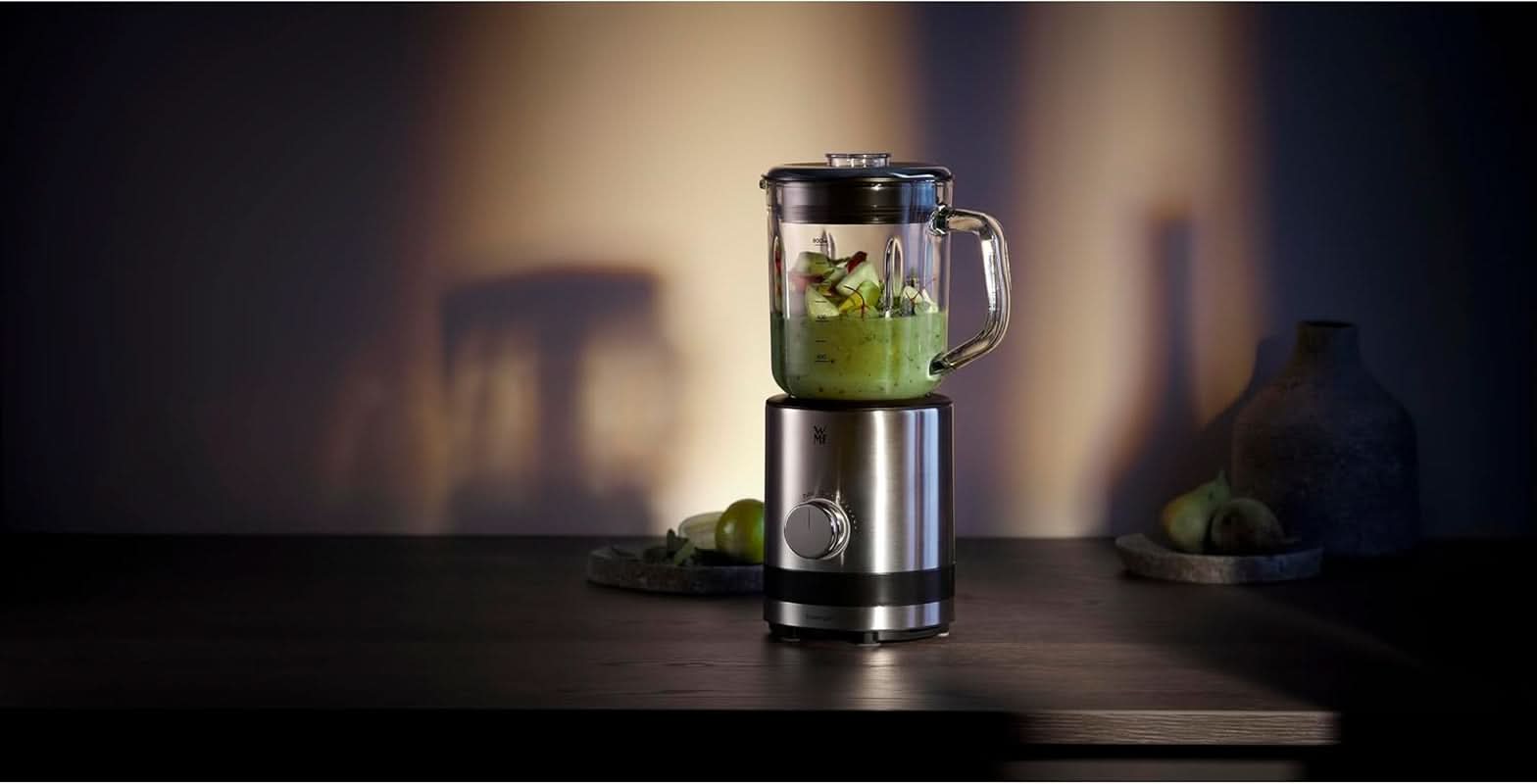 WMF Küchenminis Kompaktmixer, Mini mikser stojący, 400 Watt, mikser stojący Klein, Glasbehälter 0,8 L, Pulsstufe, Cromargan Matt Kitchen Naty Shop