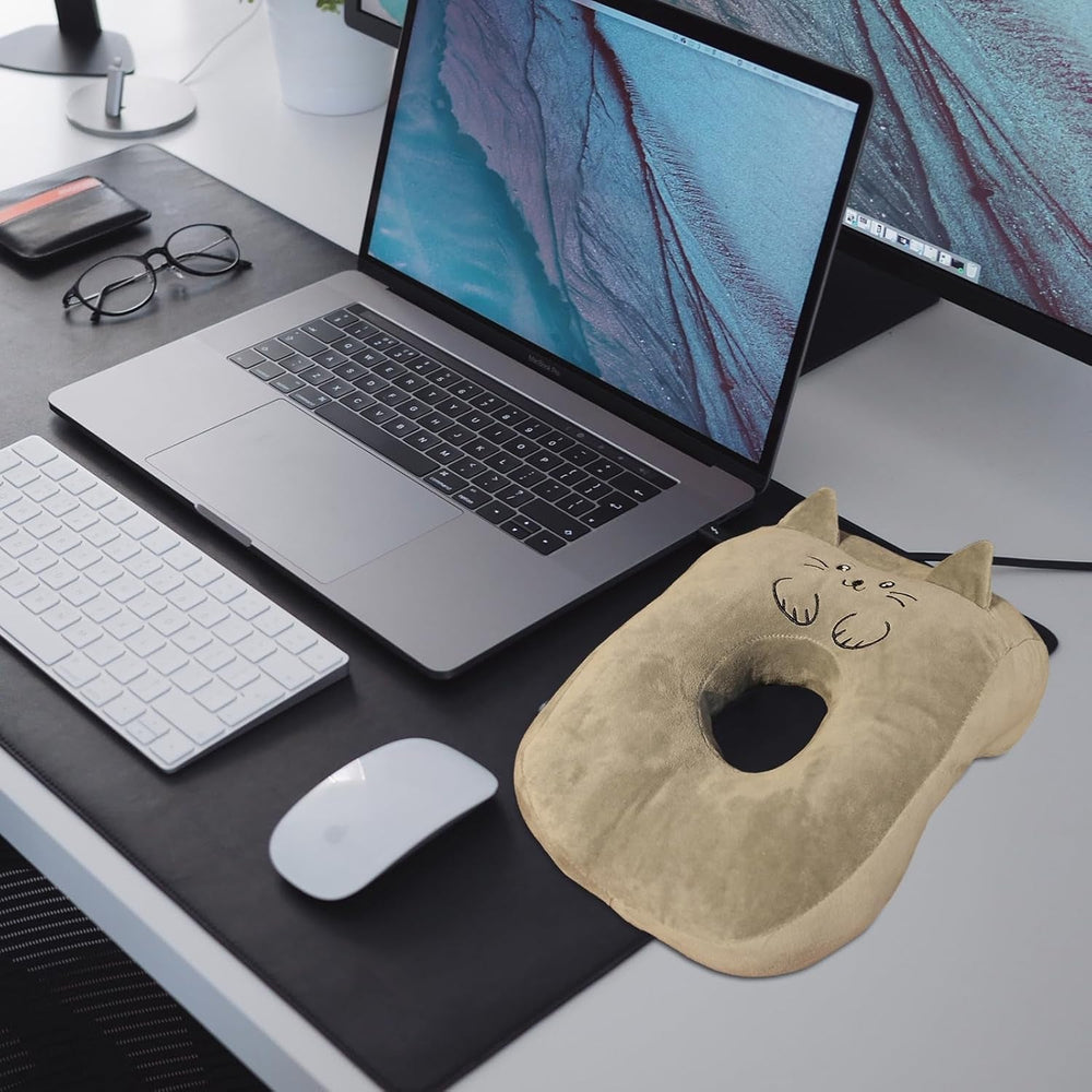 Pernă de somn pentru birou, bumbac de memorie, pernă drăguță cu gaură pentru ureche, pernă de somn moale, pernă pentru urechi pentru dormit lateral pentru femei, fete, copii (pisoi gri) Perne ortopedice cervicale Naty Shop