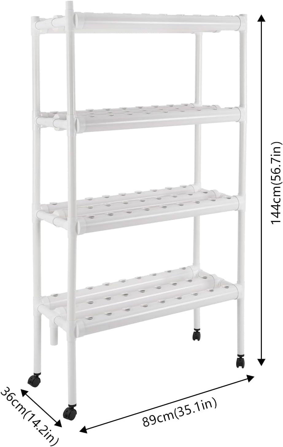 Zestaw do uprawy hydroponicznej ze 108 miejscami do sadzenia, 4 poziomy z pompą wodną. System hydroponiczny wykonany z rur PVC-U klasy spożywczej do warzyw domowych, balkonowych, ogrodowych i balkonowych.