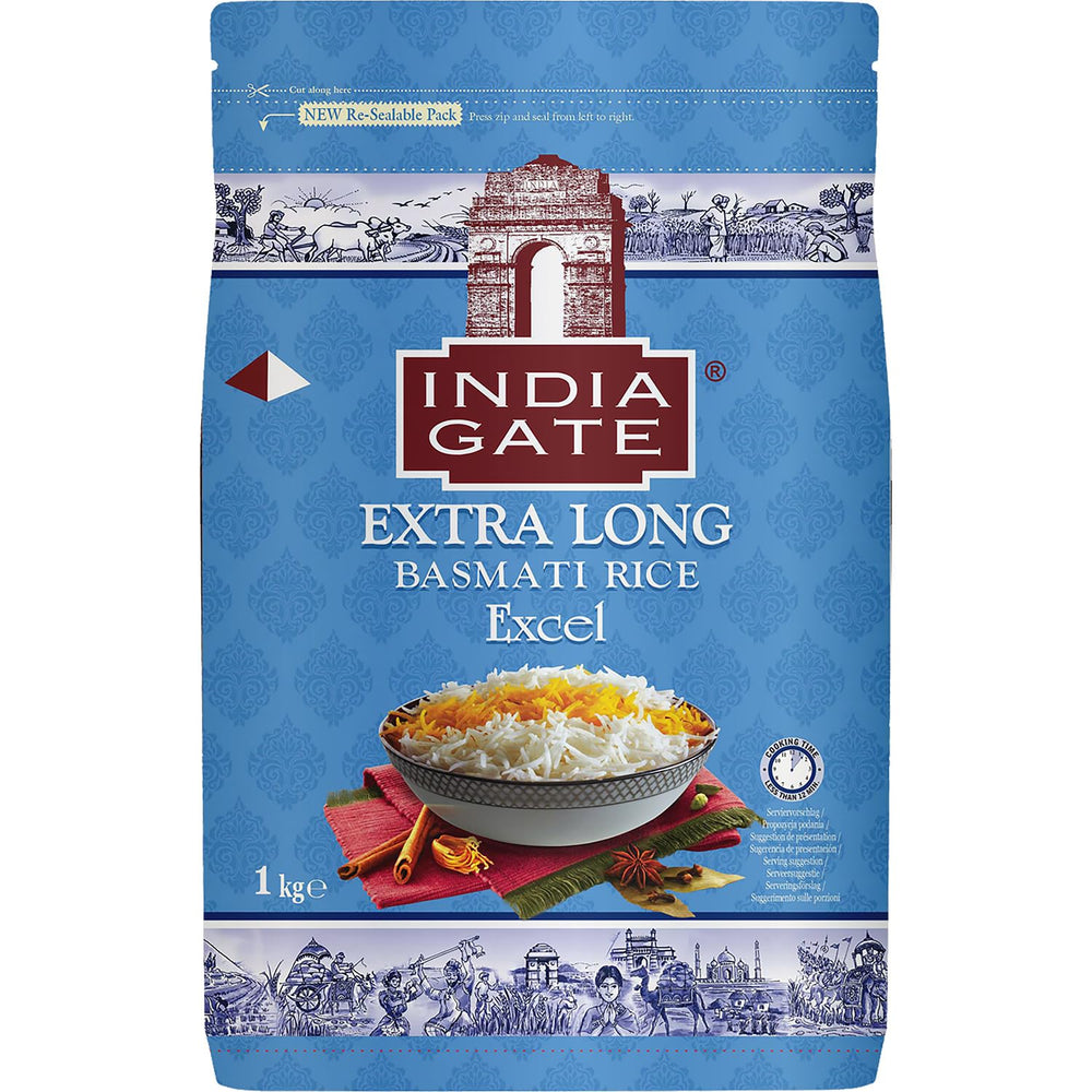 INDIA GATE Premium Basmati Rice – Długoziarnisty drobnoziarnisty, aromatyczny ryż z Indii, drobnoziarnisty długoziarnisty (1 x 5 kg)