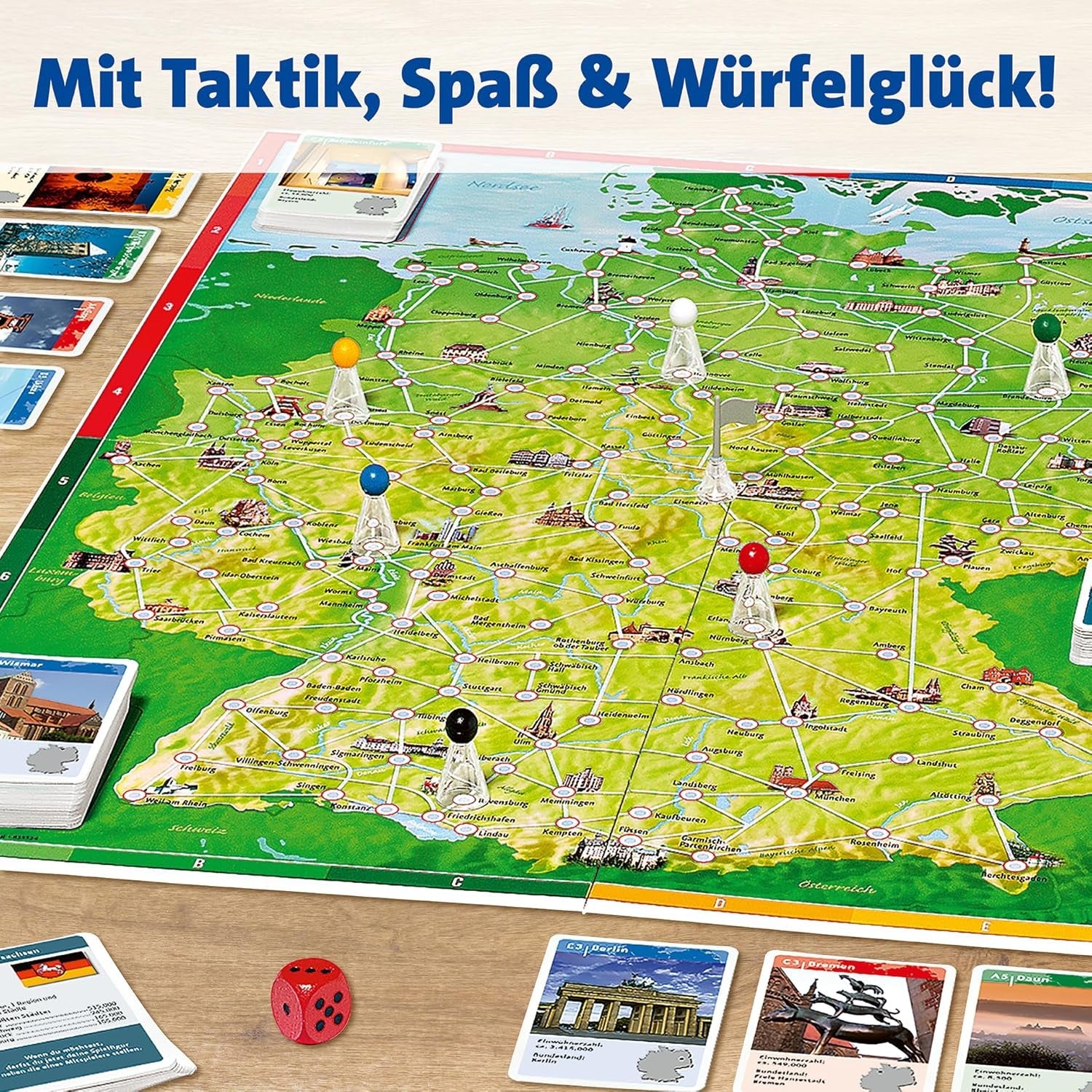 Ravensburger Family Game 26492 - Turul Germaniei - Clasic pentru familii, pentru vârste de 8 ani și peste - Joc de petrecere, Călătorie prin Germania, Joc de societate pentru până la 6 jucători, vârste de 8 ani și peste