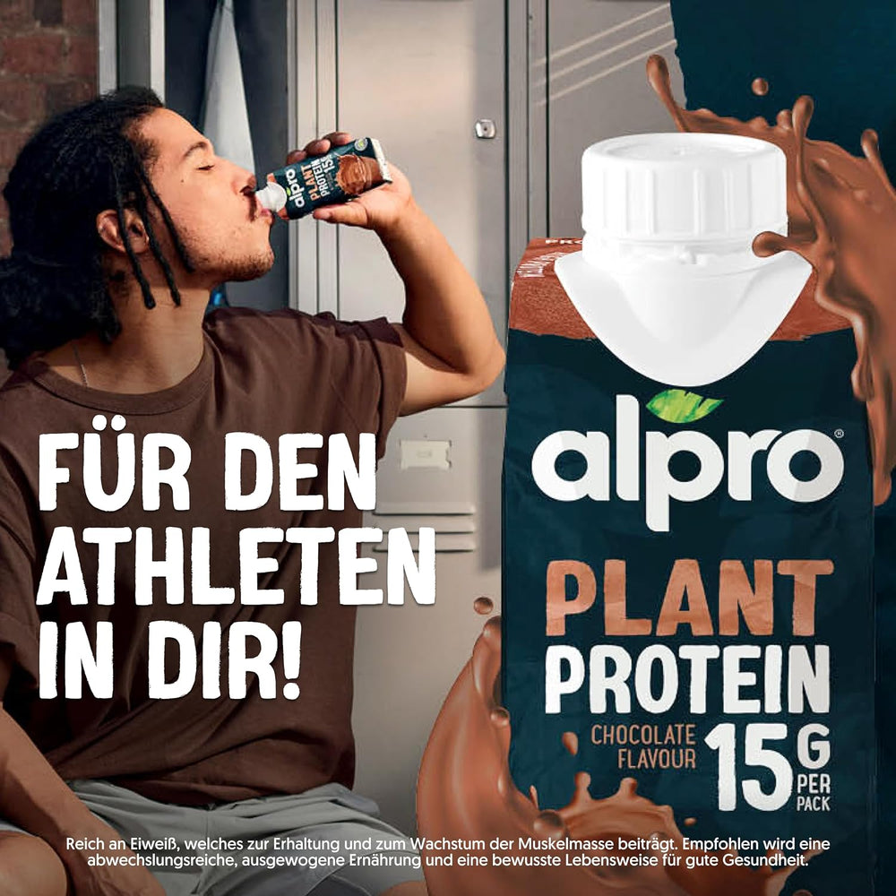 Alpro Proteindrink Schokoladengeschmack – Vegan und milchfrei – Ohne Süßstoffe – Von Natur aus lactosefrei – Reich an Balaststoffen, Calcium und Vitaminen – 15 x 250 ml – Haltbar