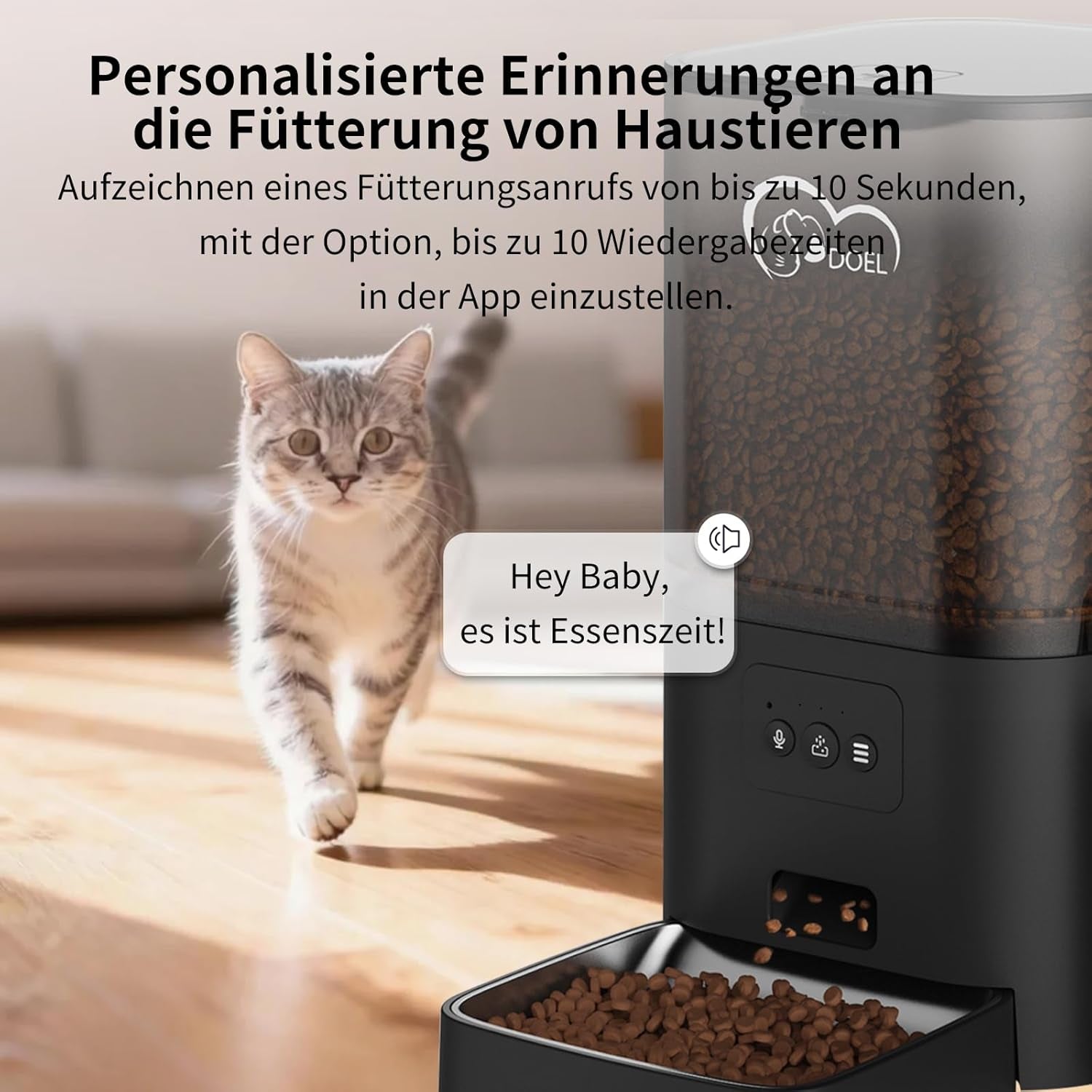 2-w-1-Automatik-Futter- und Wasserspender für Katzen, großvolumiger 6-litrowy-Trockenfutterspender + 2,5-litrowy-Wasserspender mit App-Steuerung, Sprachauzeichnung, zeitgesteuwerter Fütterung