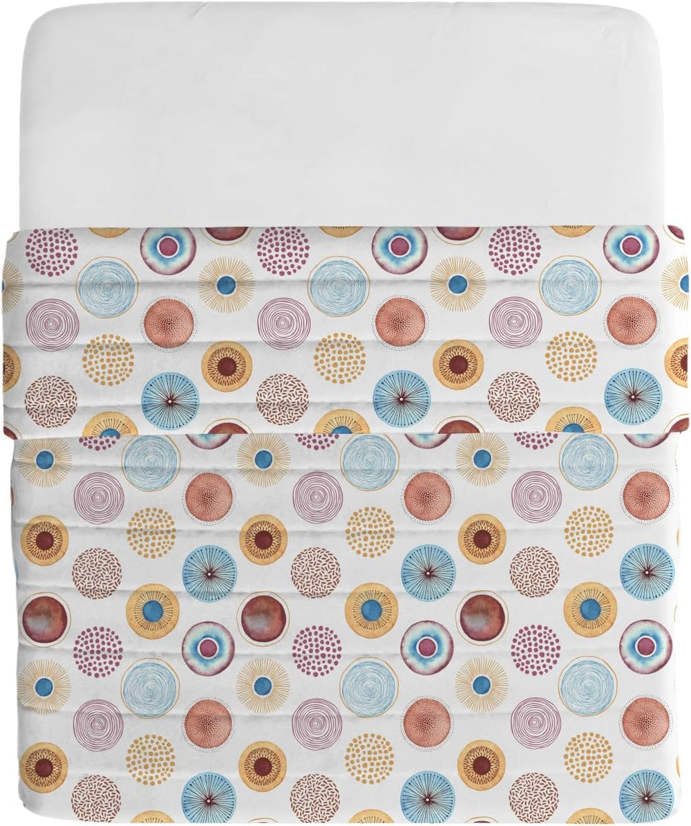 Lenjerie de pat italiană cuvertură de vară de bază, microfibră imprimată, 250X240Cm, cerc Plapumi si pilote Naty Shop