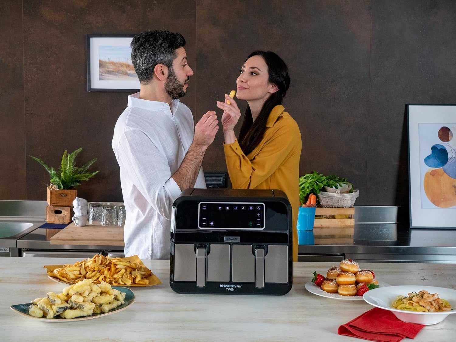 Kenwood Khealthy Twin Airfryer, 8L (2X4L), dwukomorowa, 8 programów, funkcja Dual Cook & Sync Finish, ekran dotykowy