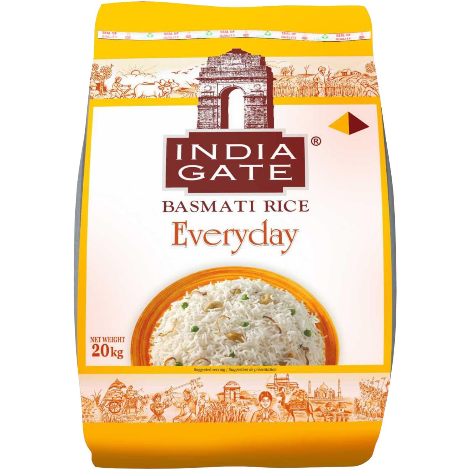 INDIA GATE Premium Basmati Rice – Długoziarnisty drobnoziarnisty, aromatyczny ryż z Indii, drobnoziarnisty długoziarnisty (1 x 5 kg)