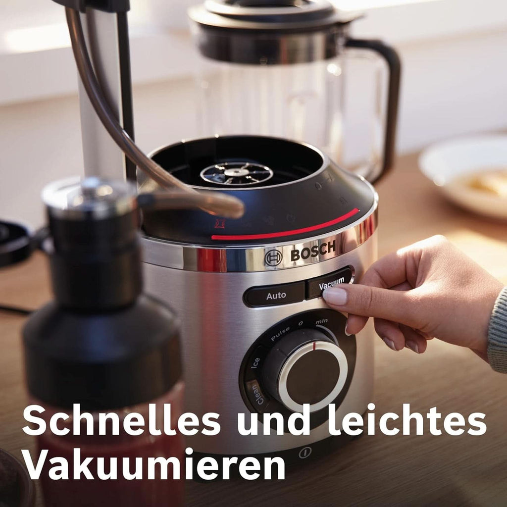 Bosch Vakuum-Standmixer Vitapower Serie 8 MMBV621M, Starke Mixleistung, Vitaminschonende Zubereitung, 4 Automatikprogramme, Vakuum-Togo Flasche, 37,000 U/Min, 1000 W, Silber Mama si Copilul Naty Shop
