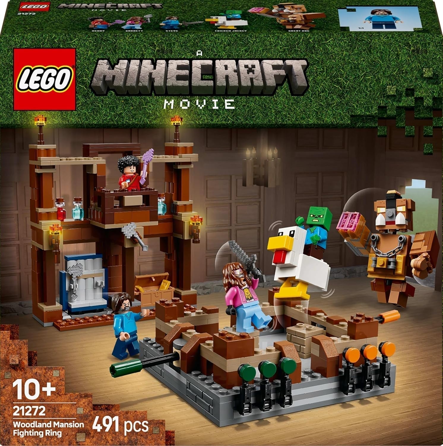 LEGO Minecraft Leśna rezydencja z ringiem bokserskim — zestaw gracza z zombie i Oberborstem — interaktywna zabawka do budowania ze sprzętem i torami — prezent dla chłopców i dziewcząt w wieku 10+ — 21272 zestawy do budowania Besuche den LEGO-Store