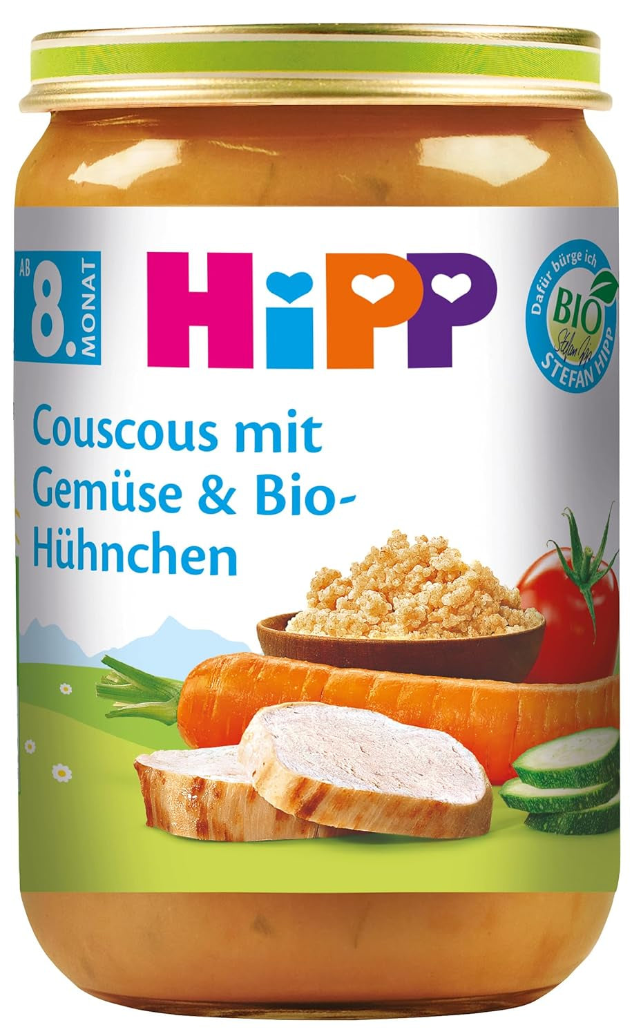 HiPP Kuskus z Warzywami i Organicznym Kurczakiem, Opakowanie 6 szt. (6 x 220g)