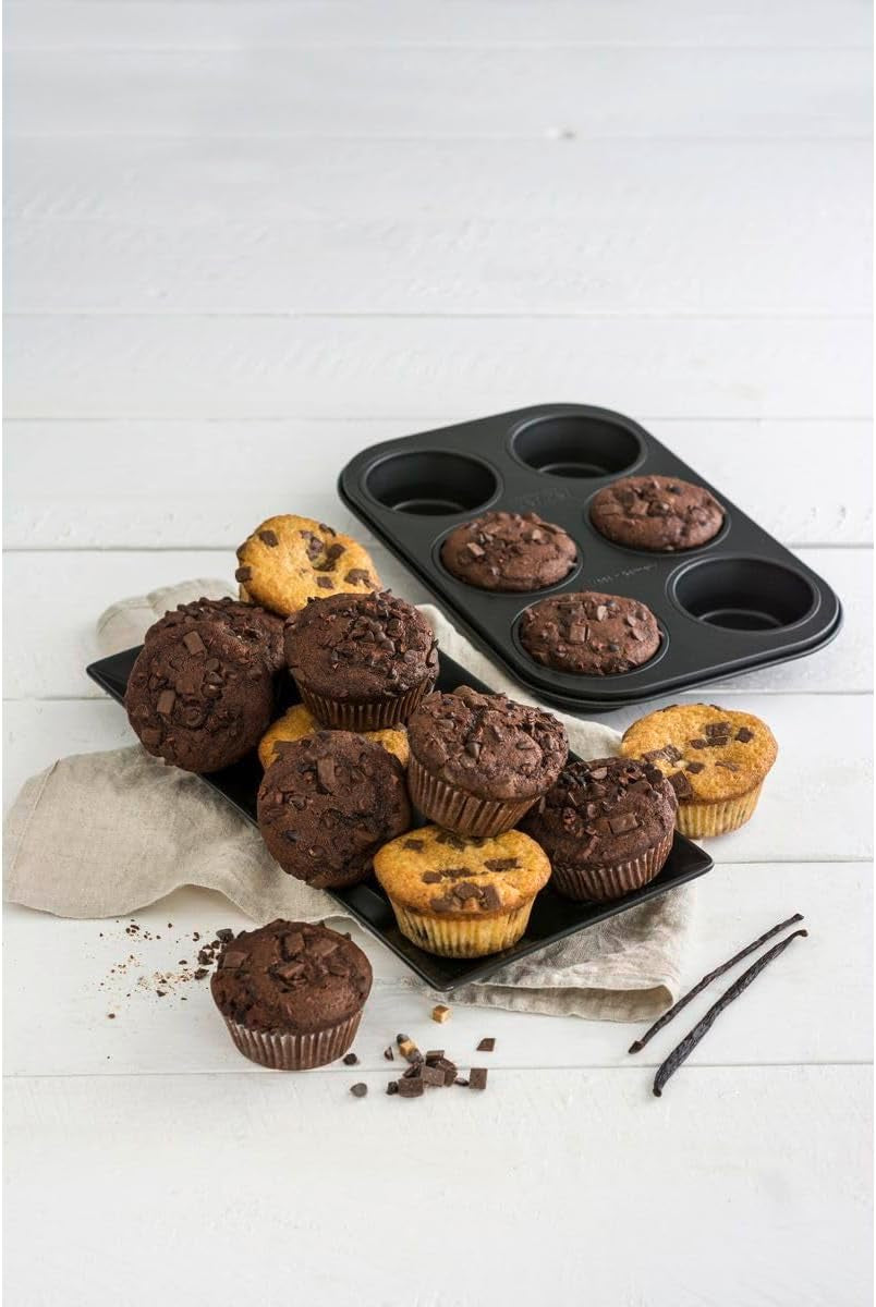 Zenker 6Er Muffinform Black Metallic, 275X190X30 Mm, Teflon Classic Antihaftbeschichtung, Hitzebeständig Bis 230°C, Leichte Reinigung, Ideal Für Köstliche Muffins Formy i blachy do pieczenia Naty Shop