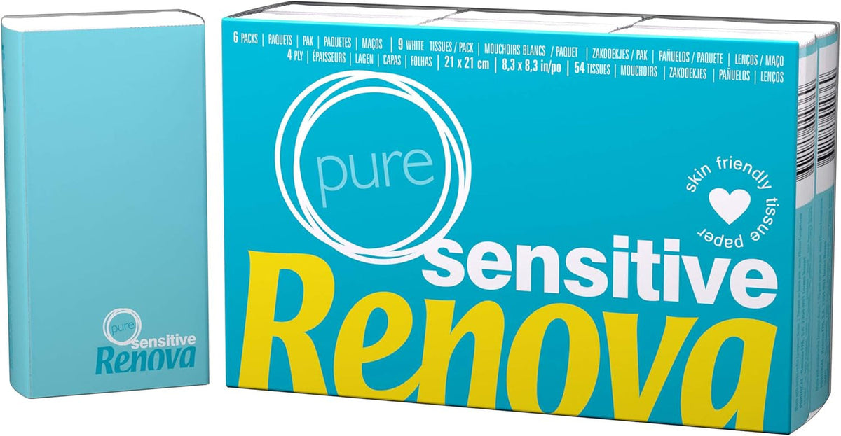 Renova Handkerchiefs Sensitive Pure - 6 pachete de servetele albe