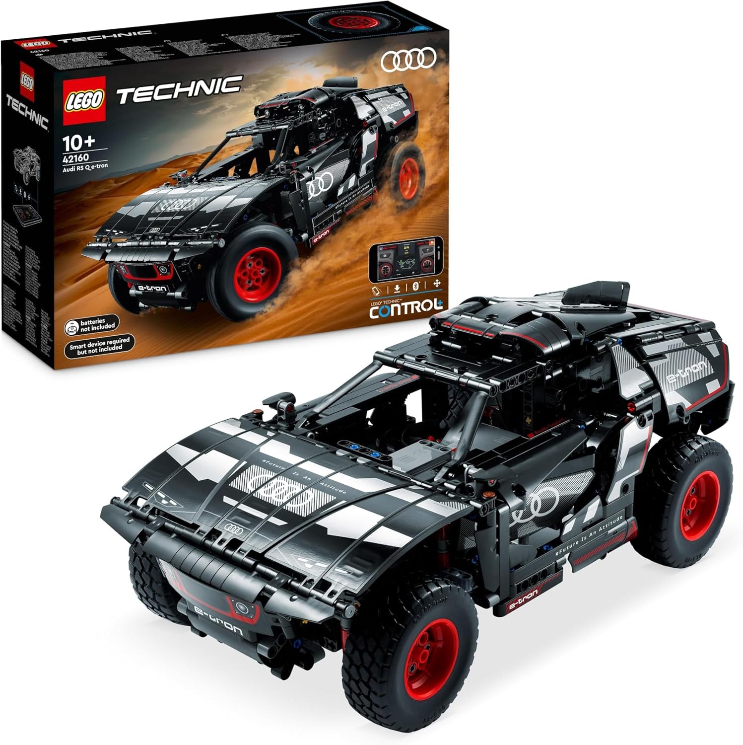 LEGO 42160 Technic Audi RS Q e-tron, zdalnie sterowany Rallye-Auto-Spielzeug, Dakar-Rallye-Geländewagen, App-steuerter RC mit Control+, Geschenk für Jungen, Mädchen und Fans ab 10 Jahren zum Bauen