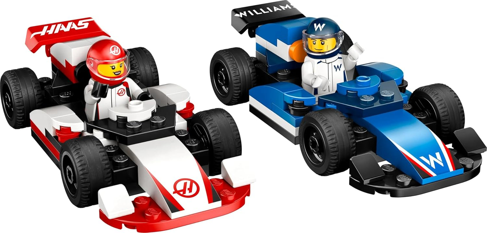 LEGO City Samochody wyścigowe F1 Williams Racing i Haas F1 Racing — zabawka Formuły 1 z samochodami do zbudowania i 2 minifigurkami kierowców wyścigowych — pomysły na drobne prezenty dla chłopców i dziewcząt od 4 lat 60464 Zestawy do budowania Szukaj sklepu LEGO
