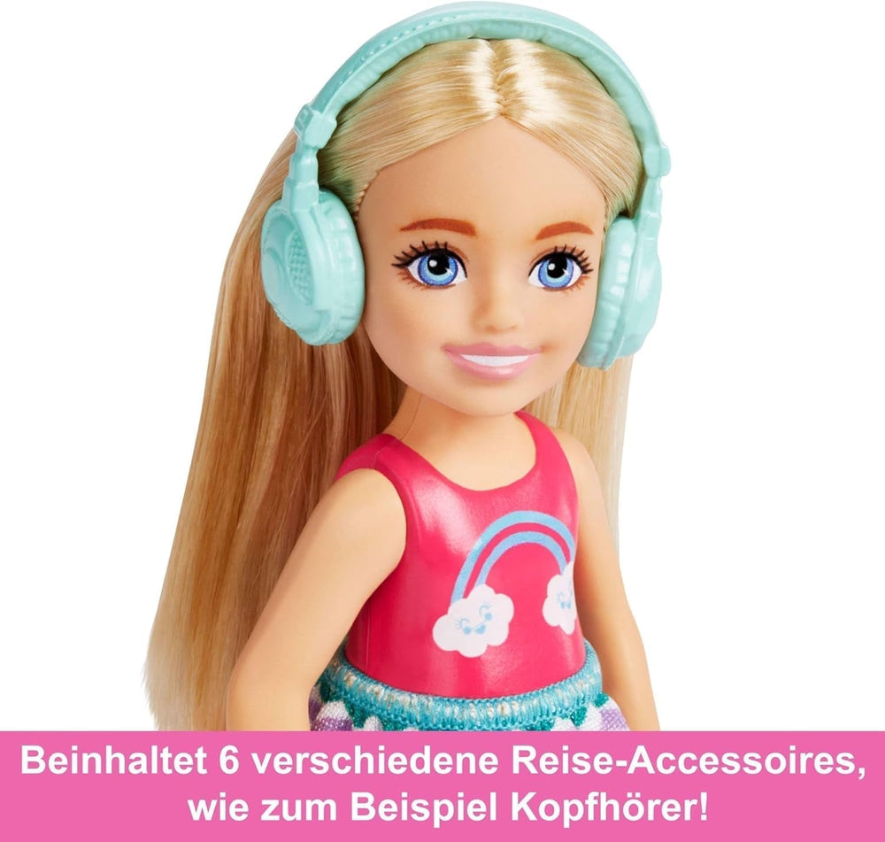 Zabawka Barbie Chelsea Lalka i akcesoria Zestaw podróżny dla psa 6 elementów, w tym stojak dla psa HJY17 Naty Shop Dolls