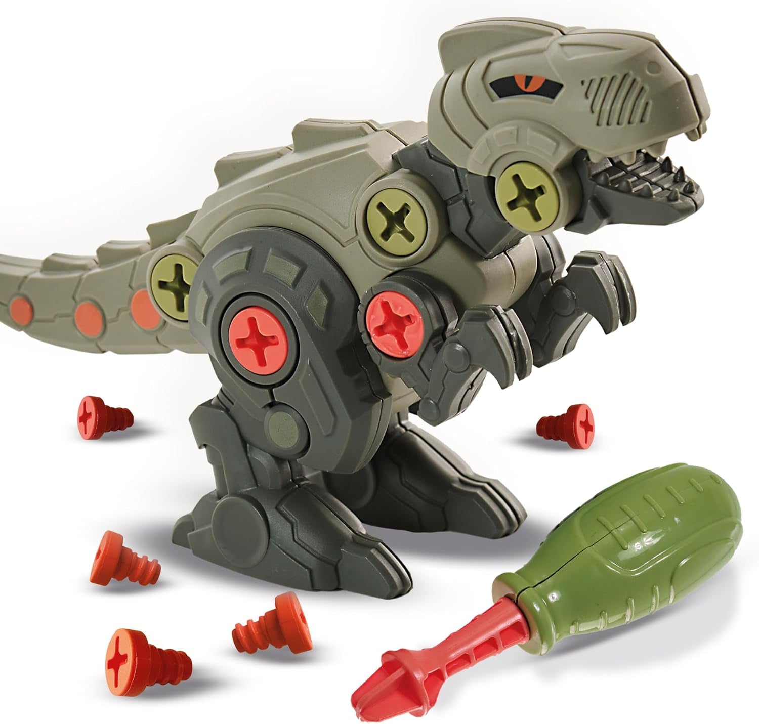 SES Creative 14291 Dino-Schraubkonstruktionen - Kreatives Bauset für Kinder ab 5 Jahren - Baue einen T-Rex und Triceratops - Fördert Problemlösungsfähigkeiten und Spaß, Weiß