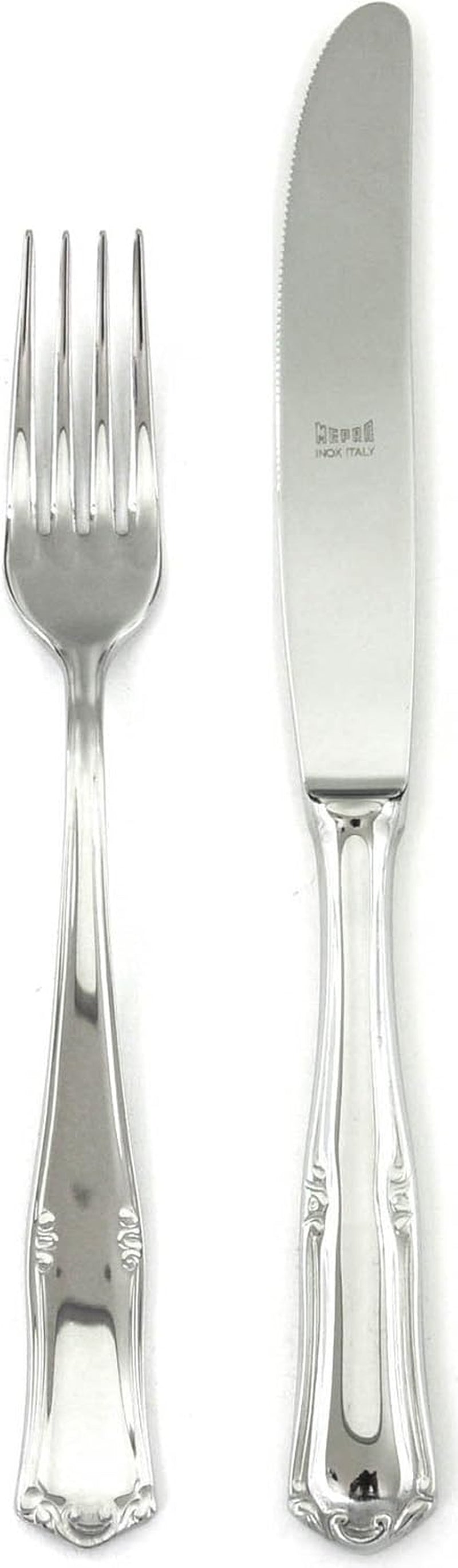 Set de tacâmuri Bavaria Moka, oțel inoxidabil, de culoare argintie, se poate spăla în mașina de spălat vase Bucatarie Naty Shop 24 piese (set pentru desert)